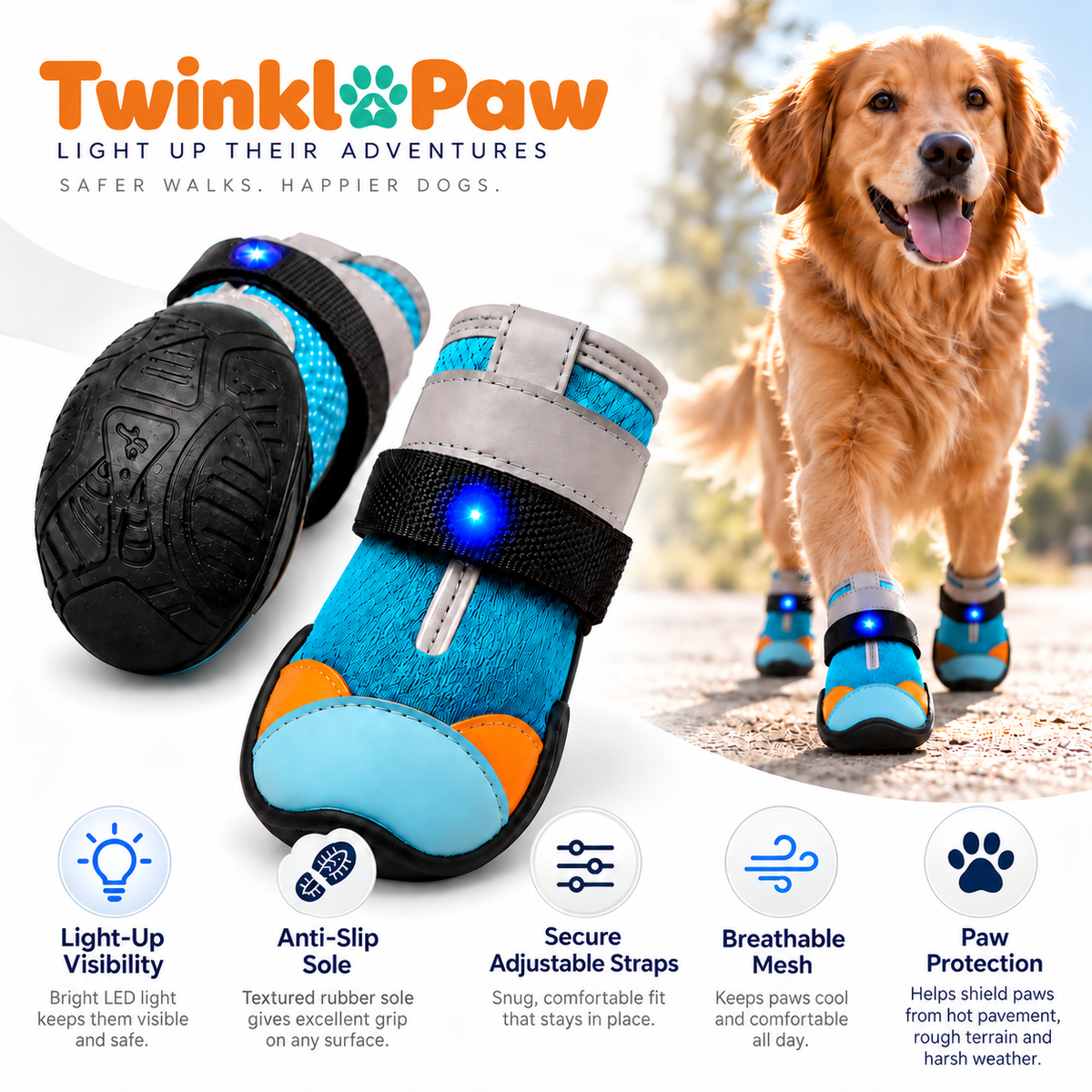 TwinklePaw™ Light-Up Dog Boots